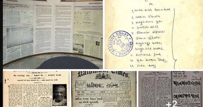 Sardar Vallabhbhai Patel during a public procession in Bhavnagar, 1939 — the site where a Muslim mob launched a deadly sword attack near Nagina Masjid. Two young volunteers, Bachubhai Patel and Jadavbhai Modi, sacrificed their lives shielding Patel from the attackers.